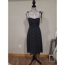 Forever 21 NWT Coquette black Polka Dot Midi dress Women SZ S fit flare feminine