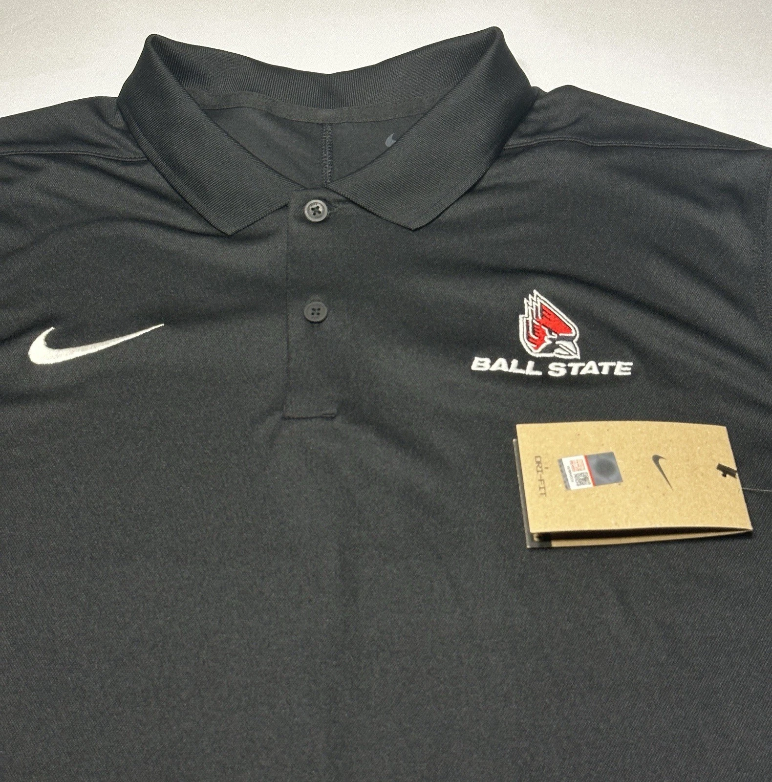 Ball State University Nike Victory Polo Dri Fit Golf Shirt Black Men’s Large NWT