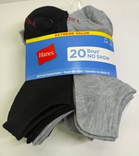Hanes boys Super Value 20-pair No Show fashion Large, - Assorted