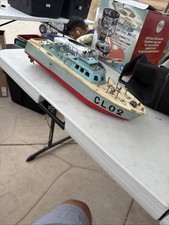 RARE Bandai  1950s Lithograph  Tin Navy Toy Ship Of The Coral Sea.     