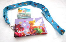 DISNEY TINKERBELL PURPLE LANYARD WITH DETACHABLE COIN POUCH/WALLET/PURSE-NEW 