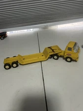 TONKA Lowboy Flat Bed Tractor Trailer Truck Yellow Pressed Steel VTG 1970s