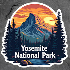 Yosemite National Park Sticker Vinyl Decal Half Dome Sunset Forest Scenic