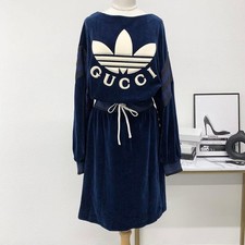 GUCCI x Adidas Cotton Dress L Navy White Black Authentic
