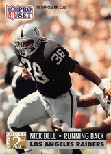 Nick Bell 1991 Pro Set 772 Los Angeles Raiders Rookie Football Card. rookie card picture