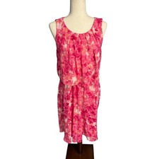 Calvin Klein sleeveless pink flower flowy layered dress women's size 8