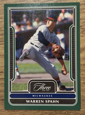 2023 Panini Three and Two Warren Spahn #67 Emerald 2/5 Braves SP HOF