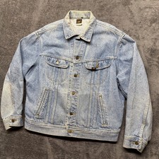 Vintage Lee Riders Denim Jacket Men Large Blue PATD 153438 Trucker Light Wash