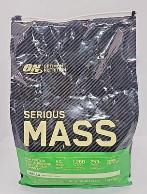Optimum Nutrition Serious Mass Gainer Protein Powder Vanilla 12lb. Exp 4/15/26
