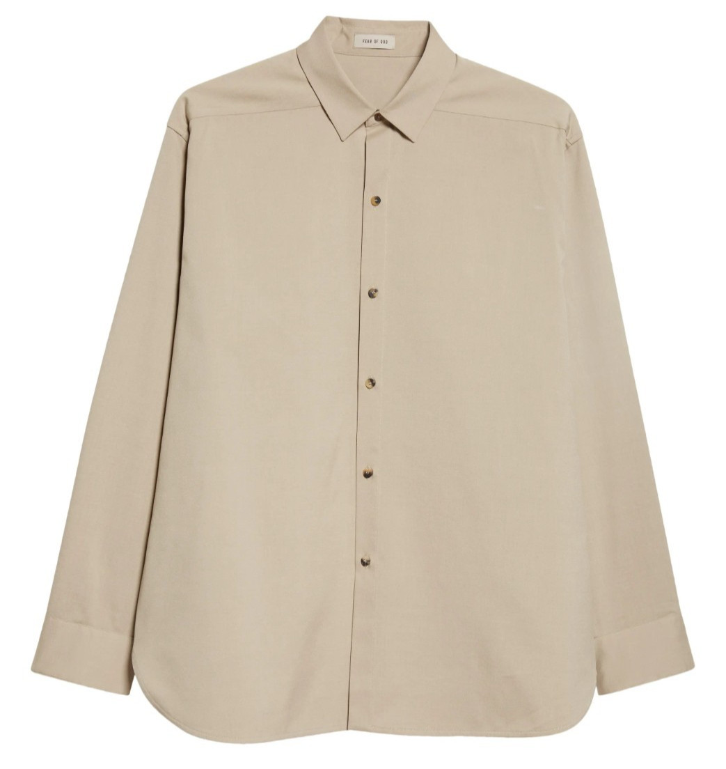 Fear of God Men's Eternal Cotton & Wool Button Front Shirt Beige Size 52 / US 42