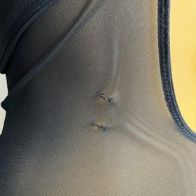 Ann Summers THE HERO Cami Suspender, Black Sheer Mesh Red Embroidered, UK 16 B-C