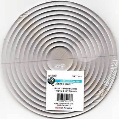 Quilter's Rule Nested Circles Template SET of 11 Nested Rings: Quarter-inch T...