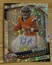 2025 Panini Prizm No Huddle RJ Harvey Silver Disco Rookie Auto #303 Broncos RB