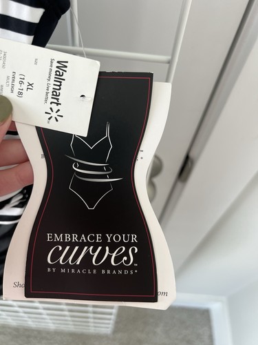 NWT Women's Swimsuit Miracle Brands Embrace Your Curves One Piece Size XL Black - Picture 3 of 10