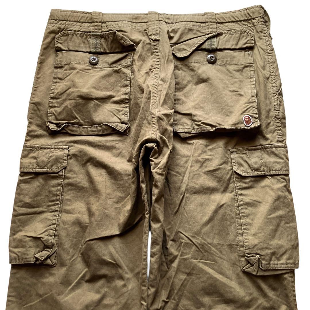 A BATHING APE Cotton Wide Cargo Pants Khaki M Waist 88cm BA0226192 thumbnail 7