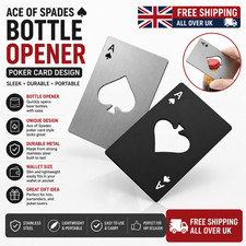 Ace Of Spades Bottle Opener  Metal Poker Card Wallet Beer Opener UK