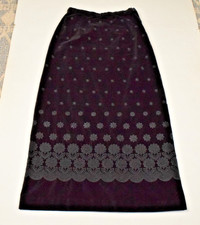 Vintage Velvet Maxi Skirt Malbe Size S 70s Midnight Black Embroidered Daisies