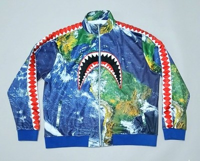 Hudson Outerwear Men's 4X Shark Tooth Full Zip Track Jacket Earth World Print
