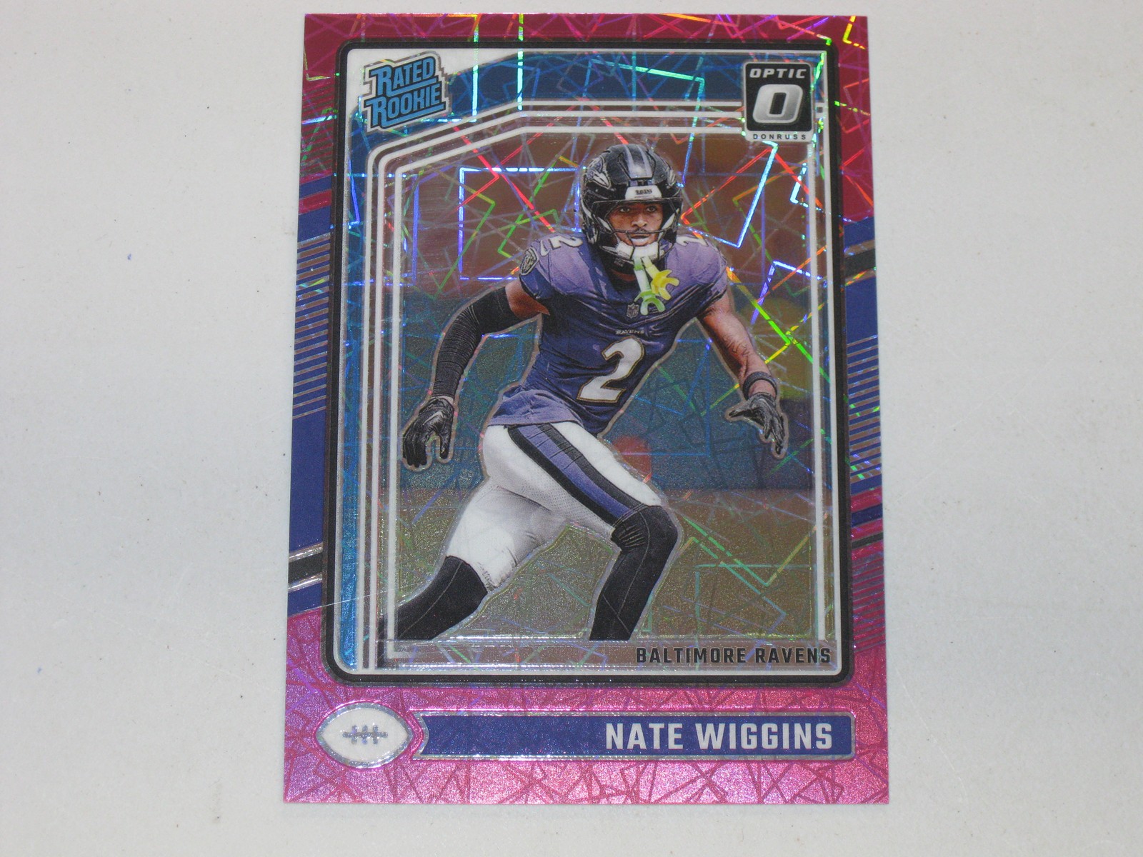 2024 Donruss Optic Rated Rookie Pink Velocity Prizm #281 Nate Wiggins RC 66/80