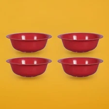 4 Bowls  BIG Sturdy RED Plastic Cereal Bowl 6.5" Wide WITH LIP 🥣
