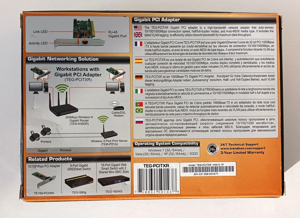 Trendnet Gigabit PCI Adapter ETG-PCIXR 3.1R - NEW - Image 3 of 4