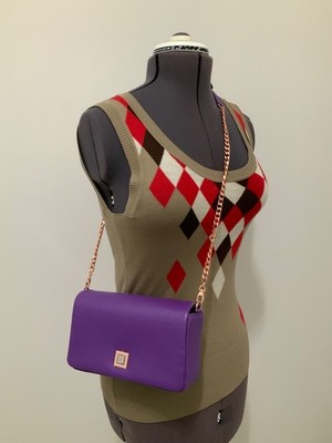CHOPARD ICE CUBE PURPLE CAVIAR LEATHER SHOULDER BAG NEW MADE IN ITALY