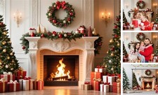 Christmas Fireplace Backdrop Christmas Backdrop for Photography 94.4x70.8inch