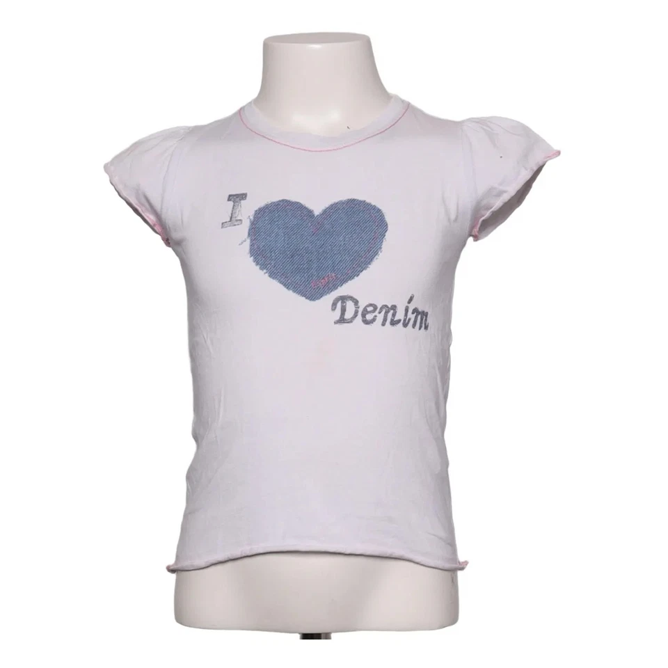 ESPRIT, T-shirt, taille : 104/110, blanc/bleu, coton, imprimé, fille #lFp - Photo 1/4
