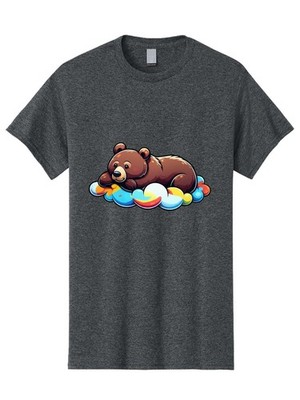 Teddy-On-Clouds Mens Graphic Tee,100% Cotton,Casual Summer Wear