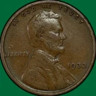 1933 Lincoln Wheat Cent Very Fine VF Coin #34997