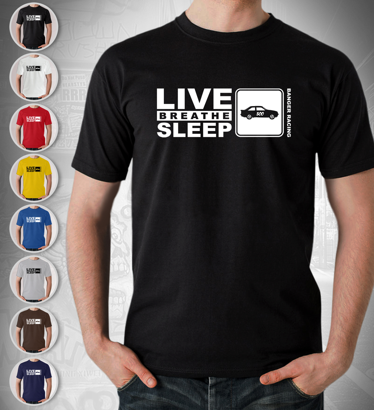 ALTRA T Shirt Banger Racing Uomo Live Breathe Sleep Gift Personalizzata AGGIUNGI IL TUO NUMERO ALL'AUTO