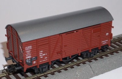 Wagon Couvert Roco HO 1/87 – Gls Brun/toit Gris, ép.IV – Occasion Très Bon état