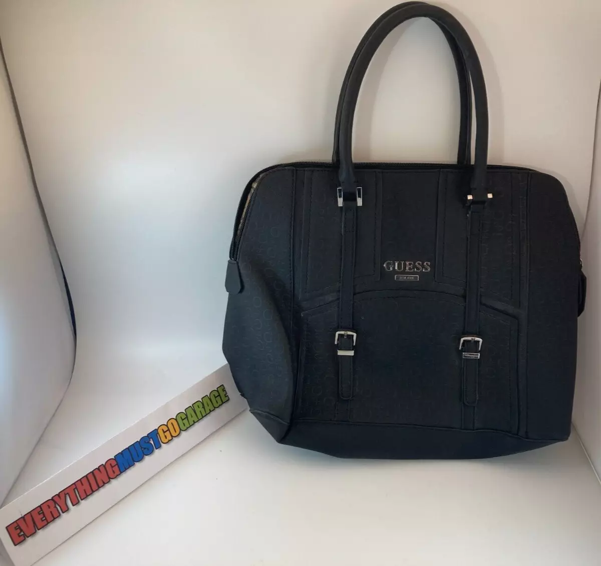 GUESS Women s Black Logo Print Tote Bag Handbag Purse Leopard