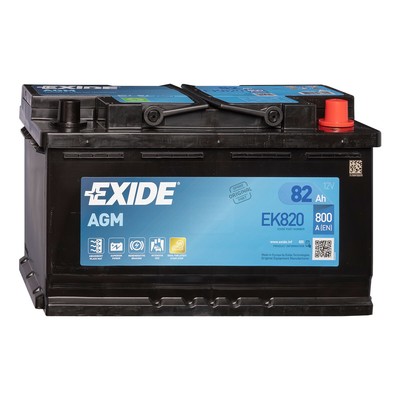 Exide 82Ah Autobatterie EK820 AGM 800A/EN 12V Start-Stop betriebsbereit