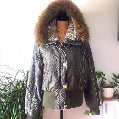 RARE Baby Phat Y2K 2000s Vintage Fur Lined Hooded Reversible Jacket Coat XL 