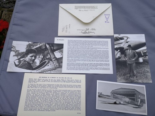 WILLIAM AVERY BISHOP VC CB DSO MC DFC ED AVM FLOWN FIRST DAY COVER BILLY BISHOP - Picture 5 of 5