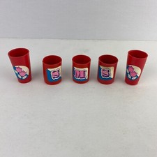 Barbie Type Red Pretend Play Cups Lot 2 Sizes 2 Flawed 