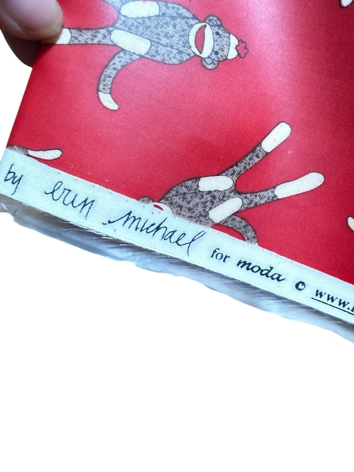 Sock Monkey Quality Quilt Fabric By Erin Michael Of Moda Fabric Plastic #15071 - Image 4 of 4