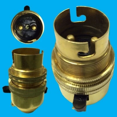 Bayonet Socket BC B22 Brass M10 Entry Light Bulb Holder Switch & Shade Collar