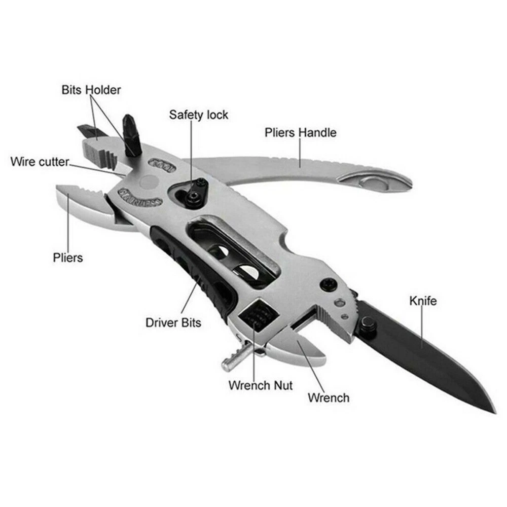 Multi-tool Stainless Pliers Screwdriver Survival Tools Adjustable Wrench Cutter