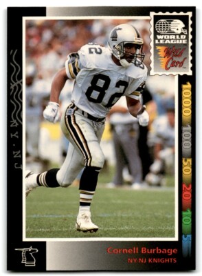1992 Wild Card WLAF Cornell Burbage NY NJ Knights #78 | eBay