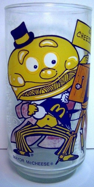 Vintage 1977 McDonalds ACTION SERIES Clear Glass SAY CHEESEburger NWOB EBay