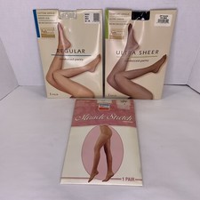 Vintage Pathmark Pantyhose 3 Lot - White Ivory Black - Petite Medium - NSP