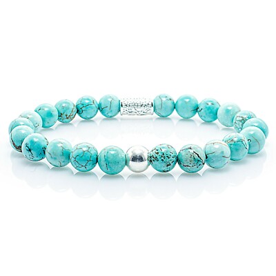 Turquoise 925 Sterling Silver Gold Bracelet Bracelet Beaded Bracelet Ball 8mm Beads