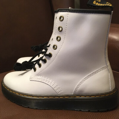 Martens Matte White Zavala Combat Boots Womens Size USL