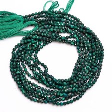 2.5mm Natural Malachite Faceted Round Rondelle Bead For Jewelry 33 cm Strand EB4