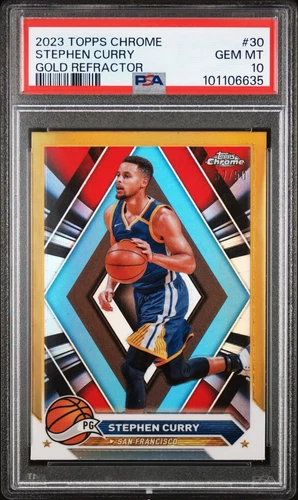 2023 Topps Chrome #30 Stephen Curry - Gold Refractor /50 PSA 10 (pop 1)