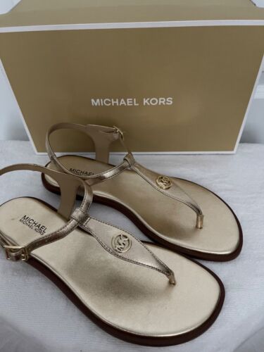 NEW MICHAEL KORS SIZE 7 PALE GOLD THONG SANDALS SHOES