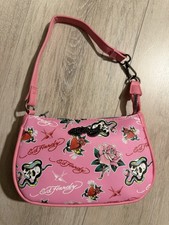 Ed Hardy Pink Women's Shoulder Bag Tattoo Graphic Logo Heart Rose Skull