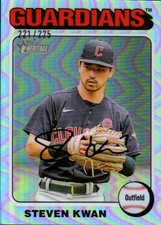 2024 Topps Heritage High Number - Steven Kwan #180 Chrome Silver Border /225